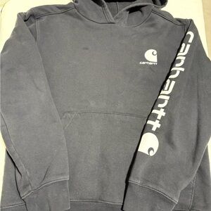 Carhartt Youth Black Hoodie with White Logo